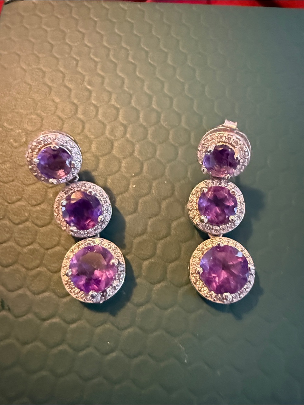 Sterling Silver Purple Amethyst Triple Drop Earrings